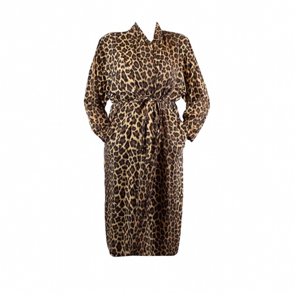 Vintage Victoria Secret Leopard Print Rayon Robe - Picture 1 of 4